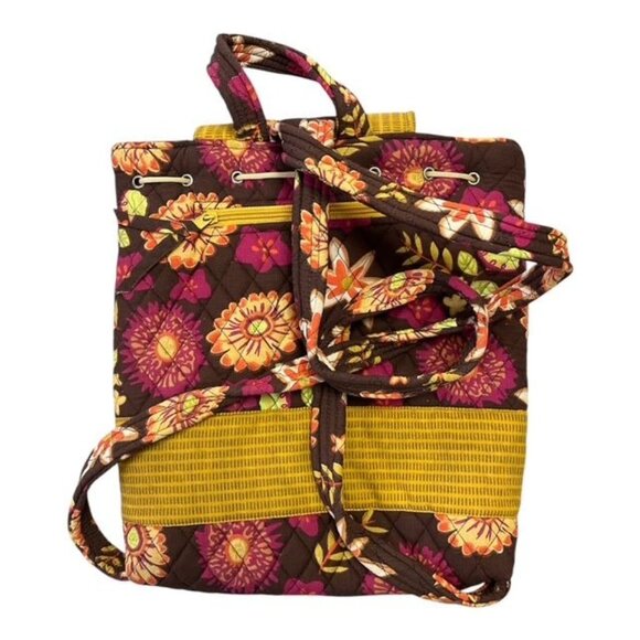 Sweet Olive Quilted Floral Drawstring Boho Bucket Backpack, Medium, 12" - Picture 4 of 6